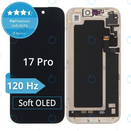 Ecran Soft OLED 120Hz pentru iPhone 17 Pro - Sticlă Tactilă + Ramă, DIAGNOSTIC