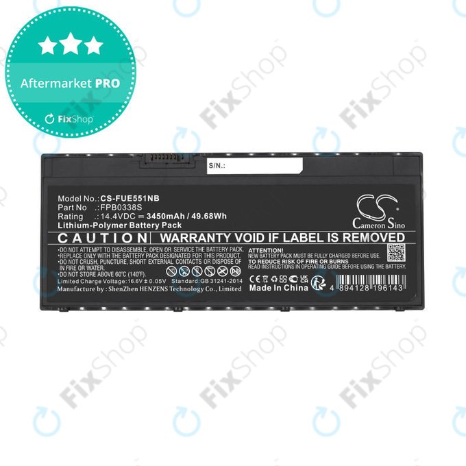 Baterie pentru Fujitsu Lifebook E4411, E448, E458, 3450mAh, Li-Pol, 14.4V, FPB0338S, HQ