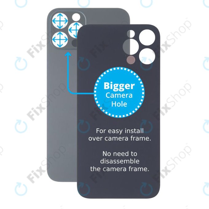 Apple iPhone 13 Pro Max - Sticlă Carcasă Spate cu Orificiu Mărit pentru Cameră (Graphite)