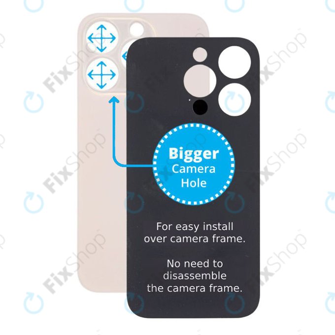 Apple iPhone 14 Pro - Sticlă Carcasă Spate cu Orificiu Mărit pentru Cameră (Gold)