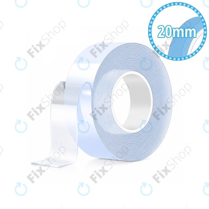 Bandă adezivă dublu-față impermeabilă, 20mm x 5m x 2mm, transparentă