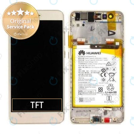 Huawei P10 Lite - Ecran LCD + Sticlă Tactilă + Ramă + Baterie (Platinum Gold) - 02351FSN Genuine Service Pack