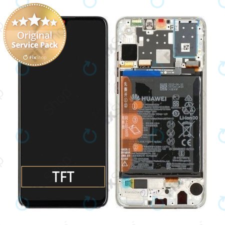 Huawei P30 Lite - Ecran LCD + Sticlă Tactilă + Ramă + Baterie (Pearl White) - 02352RQC Genuine Service Pack