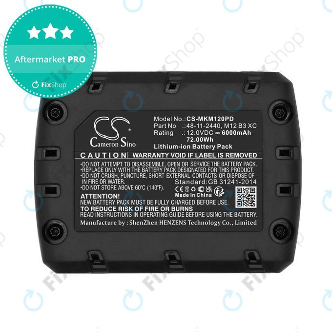 Baterie pentru Milwaukee M12 Redlithium XC 4.0, 6000mAh, Li-Ion, 12V, M12 B3 XC, M12 B4 XC, HQ