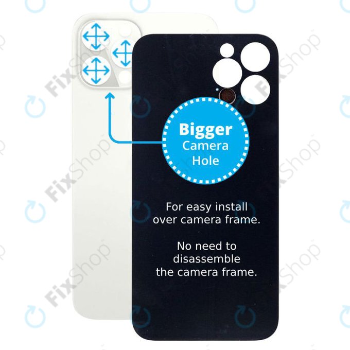 Apple iPhone 12 Pro Max - Sticlă Carcasă Spate cu Orificiu Mărit pentru Cameră (Silver)