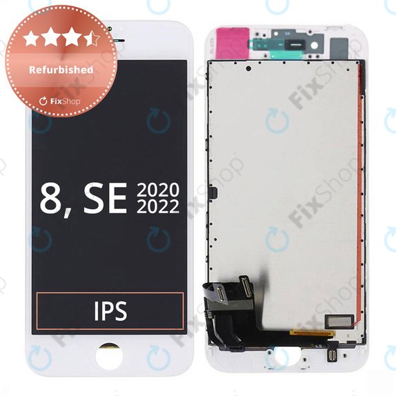 Ecran pentru iPhone 8, SE (2020), SE (2022), White, Sticlă tactilă cu ramă, Refurbished