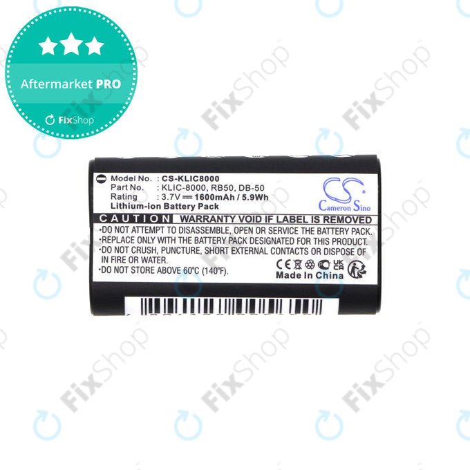 Baterie pentru Jay-Tech Jay-Cam I4800, Kodak Easyshare Z1012, 1600mAh, Li-Ion, 3.7V, KLIC-8000, HQ