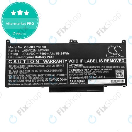 Baterie pentru Dell Latitude 13 7300, 14 7400, 7400mAh, Li-Pol, 7.6V, 05VC2M, HQ