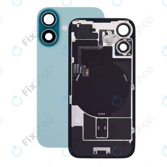 Apple iPhone 16 - Sticlă pentru carcasa din spate + Sticlă cameră + Placă metalică + Magneți MagSafe (Teal)