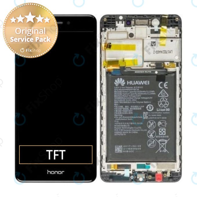 Huawei Nova Smart, Enjoy 6s, Honor 6c - Ecran LCD + Sticlă Tactilă + Ramă + Baterie (Black) - 02351FUV Genuine Service Pack