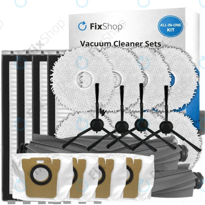 Set de piese de schimb pentru Xiaomi Dreame L20 Ultra, X20 Pro, X20 Pro Plus (2x Perie principală, 4x Filter, 4x Perie laterală – neagră, 8x Mop, 4x Sac de praf)