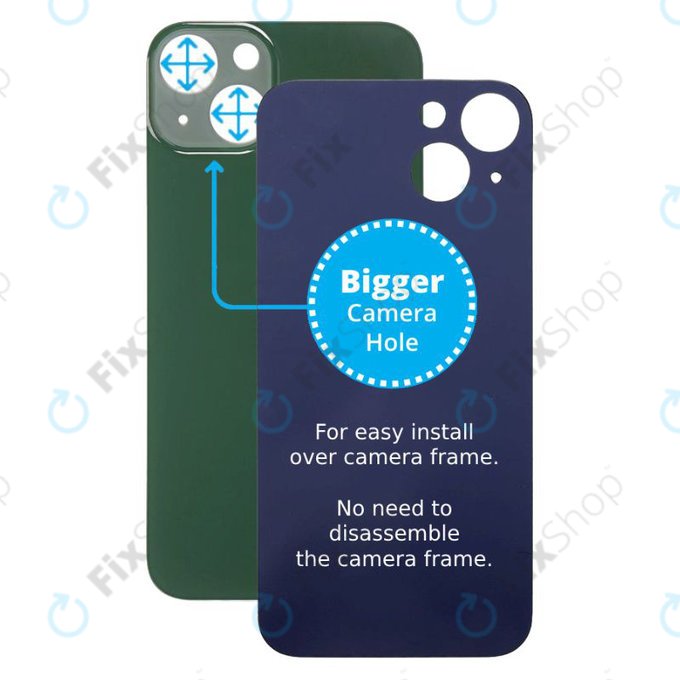 Apple iPhone 13 - Sticlă Carcasă Spate cu Orificiu Mărit pentru Cameră (Green)
