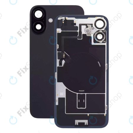 Apple iPhone 16 - Sticlă pentru carcasa din spate + Sticlă cameră + Placă metalică + Magne?i MagSafe (Black)