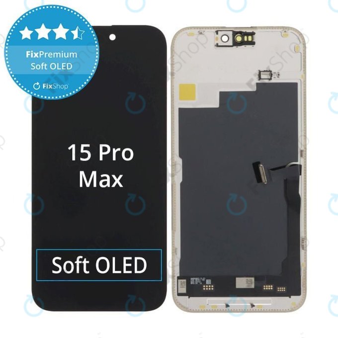 Ecran Soft OLED pentru iPhone 15 Pro Max - Sticlă Tactilă + Ramă, DIAGNOSTIC