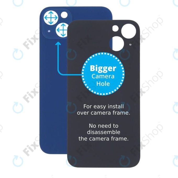 Apple iPhone 13 - Sticlă Carcasă Spate cu Orificiu Mărit pentru Cameră (Blue)