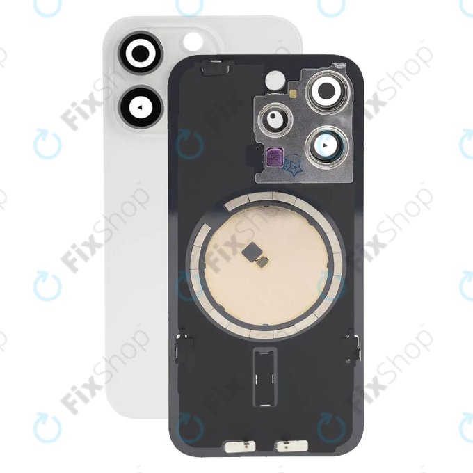 Apple iPhone 15 Pro - Sticlă pentru carcasa din spate cu piese mici (White Titanium)