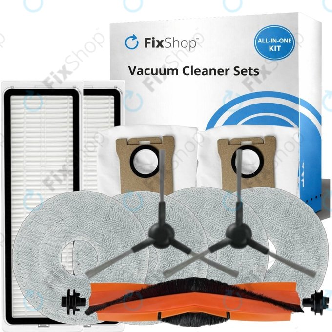 Set de piese de schimb pentru Xiaomi Mi Robot Vacuum S20+, S10+, X20+, X10+ (1x Perie principală, 2x Filter, 2x Perie laterală – neagră, 4x Mop, 2x Sac de praf)