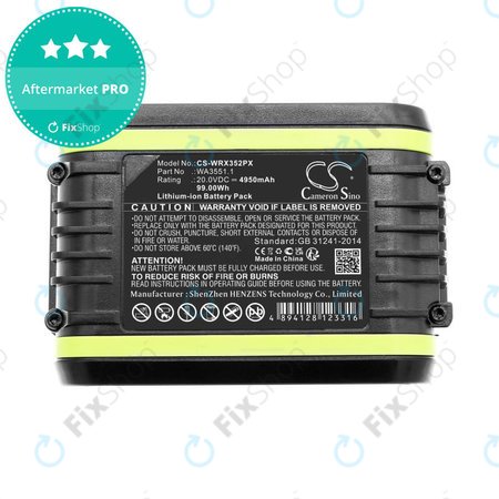 Baterie pentru Worx WX800.9 MAX, WX-JCR.9, 4950mAh, Li-Ion, 20V, WA3551.1, HQ