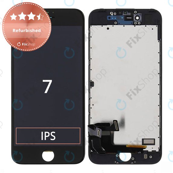 Ecran pentru iPhone 7, Black, Sticlă tactilă cu ramă, Refurbished