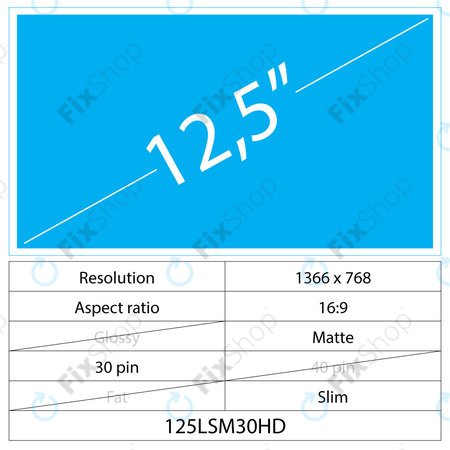 12.5 LCD Slim Mat 30 pin HD