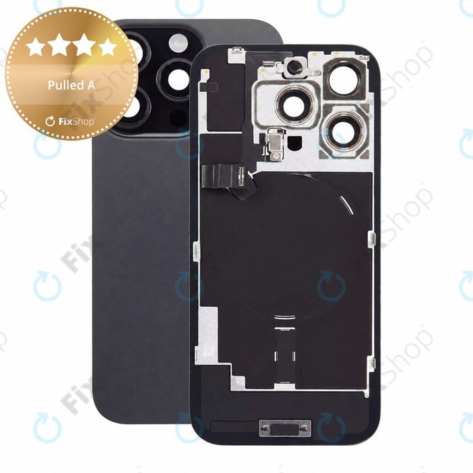 Sticlă carcasă spate pentru iPhone 16 Pro, Black Titanium, Pulled A