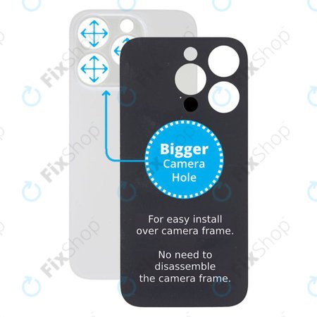 Apple iPhone 14 Pro - Sticlă Carcasă Spate cu Orificiu Mărit pentru Cameră (Silver)