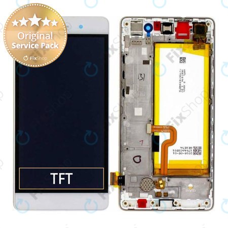 Huawei P8 Lite - Ecran LCD + Sticlă Tactilă + Ramă + Baterie (Alb) - 02351LLA, 02350KCD, 02350KCE, 02350JVF