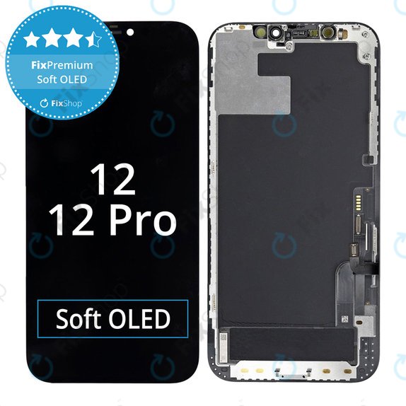 Ecran Soft OLED pentru iPhone 12, 12 Pro, Sticlă tactilă cu ramă, FixPremium