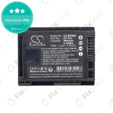 Baterie pentru Canon FS10, FS11, FS100, 890mAh, Li-Ion, 7.4V, BP-808, HQ