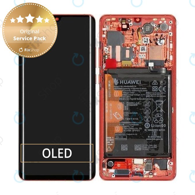Huawei P30 Pro - Ecran LCD + Sticlă Tactilă + Ramă + Baterie (Amber Sunrise) - 02352PGK Genuine Service Pack