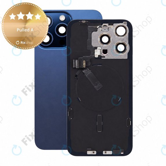 Sticlă carcasă spate pentru iPhone 15 Pro Max, Blue Titanium, Pulled A