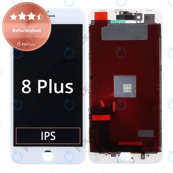 Ecran pentru iPhone 8 Plus, White, Sticlă tactilă cu ramă, Refurbished