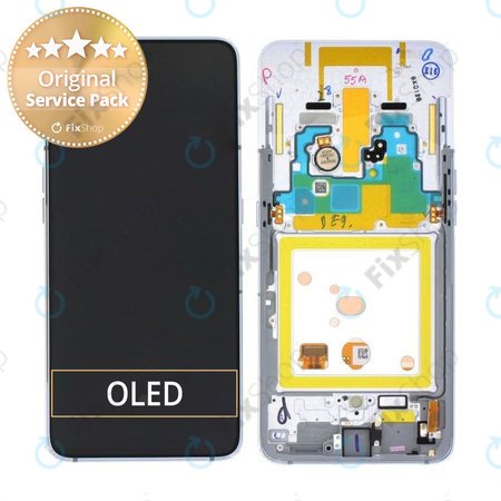 Samsung Galaxy A80 A805F - Ecran LCD + Sticlă Tactilă + Ramă (Ghost White) - GH82-20348B, GH82-20390B, GH82-20368B Genuine Service Pack