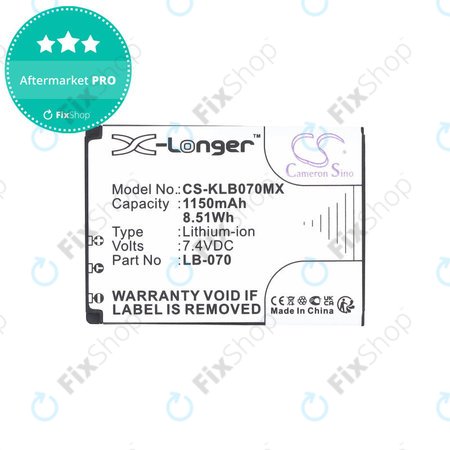 Baterie pentru Kodak PIXPRO S1, AZ651, AZ652, AZ901, 1150mAh, Li-Ion, 7.4V, LB-070, HQ