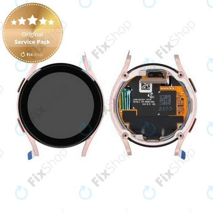 Samsung Galaxy Watch 4 40mm R865 - Ecran LCD + Sticlă Tactilă + Ramă (Pink Gold) - GH97-26411D Genuine Service Pack