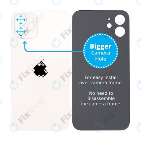 Apple iPhone 12 - Sticlă Carcasă Spate cu Orificiu Mărit pentru Cameră (White)