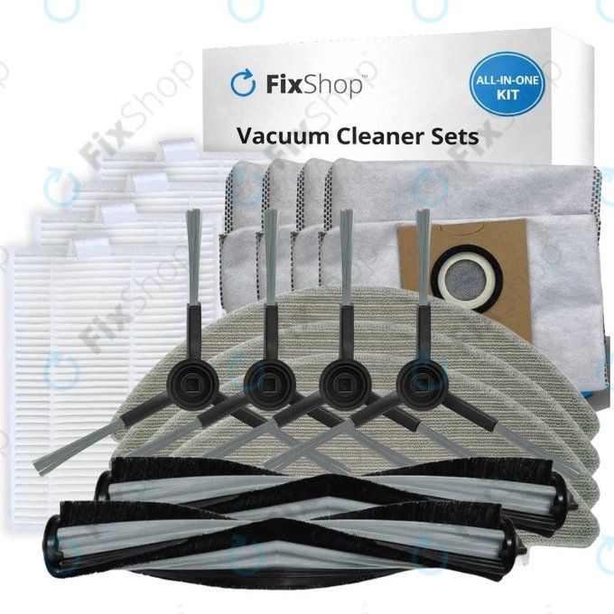 Set de piese de schimb pentru Xiaomi Viomi Alpha 2 PRO, V5 PRO, V5 (2x Perii principale, 4x Filtre, 4x Perii laterale, 4x Lavete de mop, 4x Saci pentru praf)