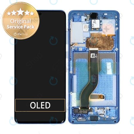 Samsung Galaxy S20 Plus G985F - Ecran LCD + Sticlă Tactilă + Ramă (Aura Blue) - GH82-22134H, GH82-22145H Genuine Service Pack