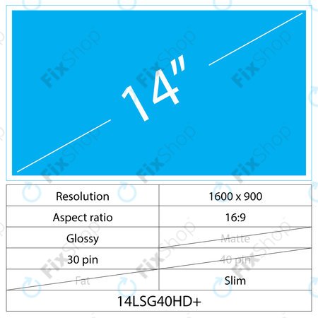 14 LCD Slim Lucios 40 pin HD+