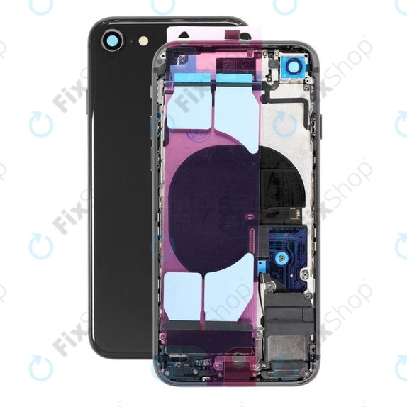 Apple iPhone SE (2nd Gen 2020) - Carcasă Spate cu Piese Mici (Black)