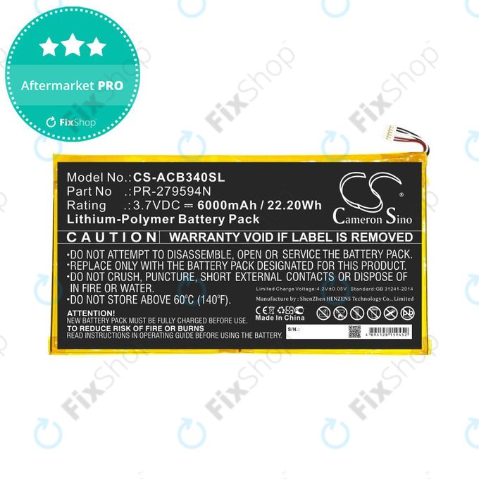 Baterie pentru Acer Iconia One 10 B3-A40, 6000mAh, Li-Pol, 3.7V, PR-279594N, HQ