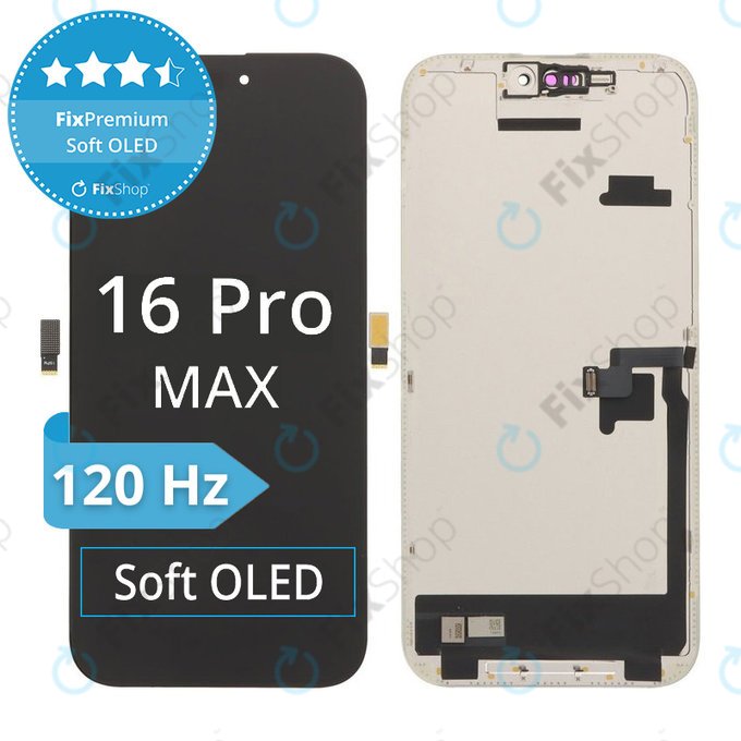 Ecran Soft OLED pentru iPhone 16 Pro Max - Sticlă Tactilă + Ramă, DIAGNOSTIC