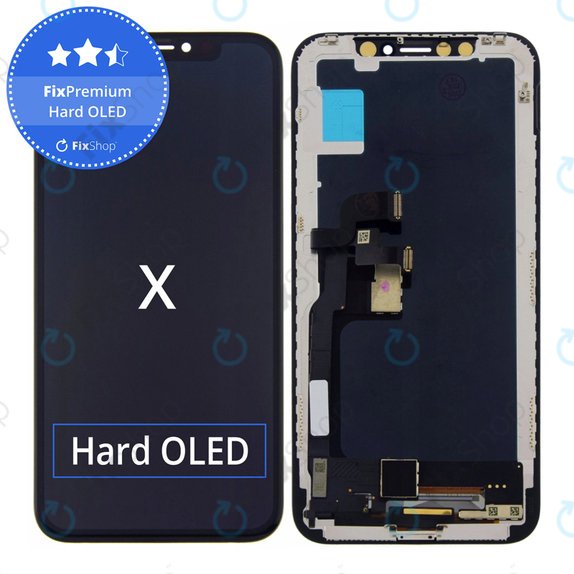 Ecran Hard OLED pentru iPhone X, Sticlă tactilă cu ramă, FixPremium