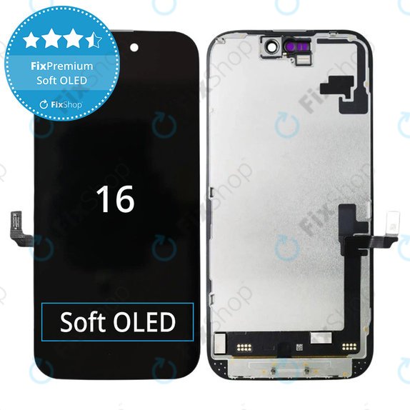Ecran Soft OLED pentru iPhone 16 - Sticlă Tactilă + Ramă, DIAGNOSTIC