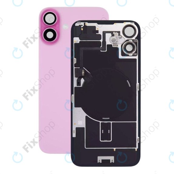 Apple iPhone 16 - Sticlă pentru carcasa din spate + Sticlă cameră + Placă metalică + Magneți MagSafe (Pink)