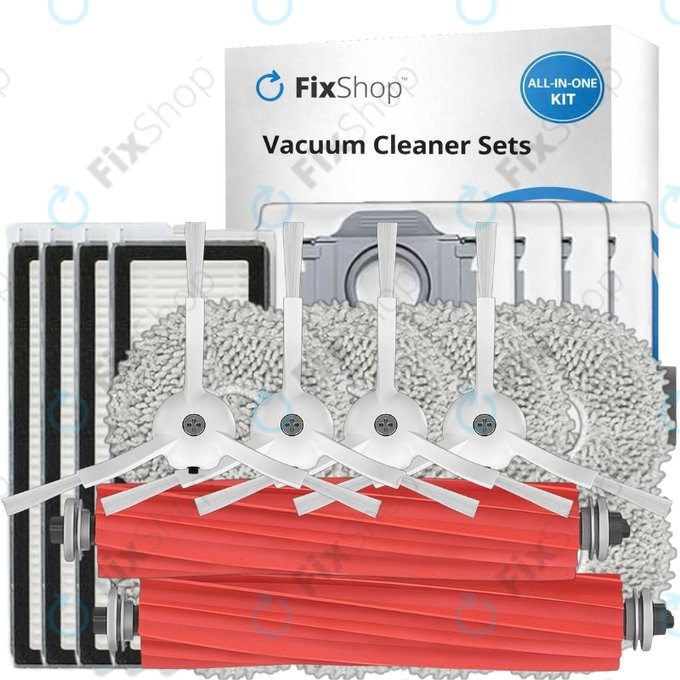 Set de piese de schimb pentru Roborock Qrevo MaxV, Pro, S (2x Perie principală, 4x Filter, 4x Perie laterală, 8x Mop, 4x Sac de praf)
