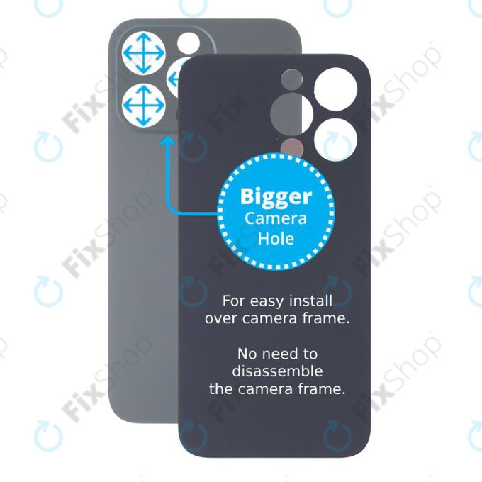 Apple iPhone 13 Pro - Sticlă Carcasă Spate cu Orificiu Mărit pentru Cameră (Graphite)