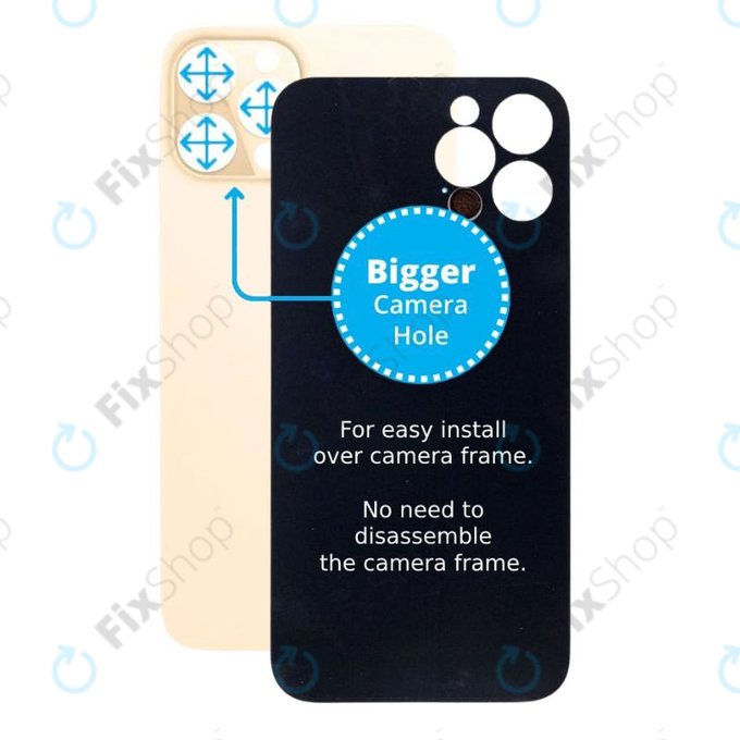Apple iPhone 12 Pro Max - Sticlă Carcasă Spate cu Orificiu Mărit pentru Cameră (Gold)