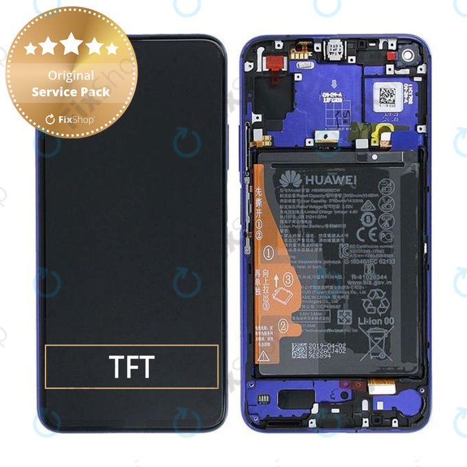 Huawei Honor 20, Huawei Nova 5T - Ecran LCD + Sticlă Tactilă + Ramă + Baterie (Blue) - 02352TNQ, 02352SMQ Genuine Service Pack