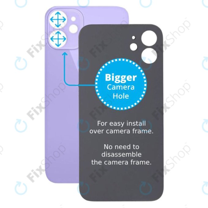 Apple iPhone 12 Mini - Sticlă Carcasă Spate cu Orificiu Mărit pentru Cameră (Purple)
